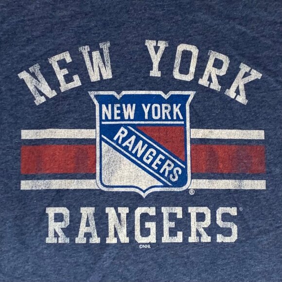 New York Rangers NHL Navy Blue Original Retro Brand Short Sleeve Shirt - Picture 2 of 5